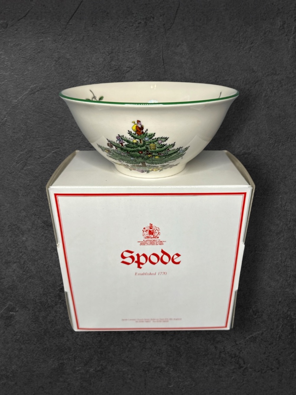Spode Christmas Tree green rim potpourri or nut bowl holiday serving